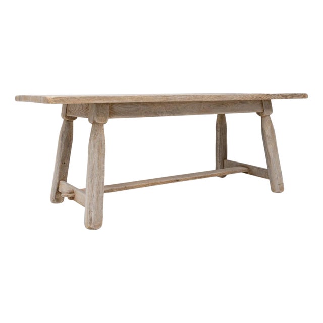 20th Century Belgian Oak Dining Table With Splayed Legs For Sale