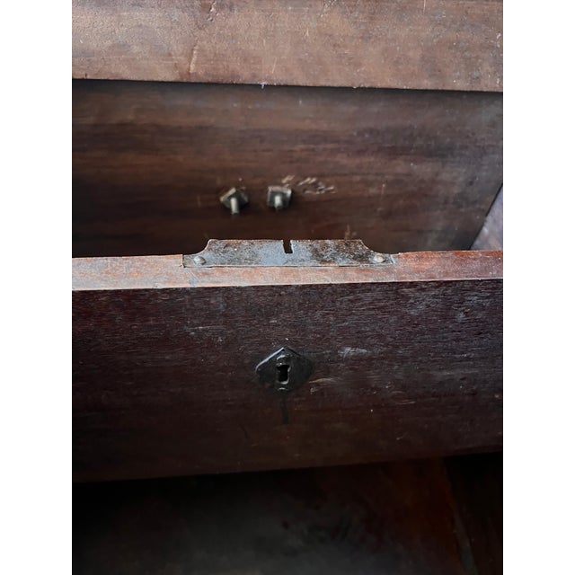 19th Century Spanish Carved Cassone Trunk with Original Hardware and Three Locks For Sale - Image 12 of 18