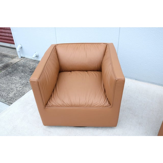 Modern Toan Nguyen for Studio Tk Infinito Leather Swivel Lounge Chairs - a Pair For Sale - Image 11 of 12