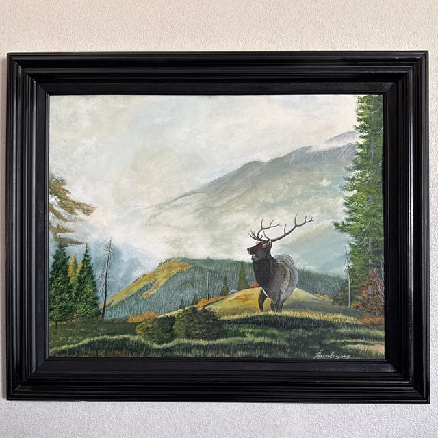 Excellent Vintage Original Elk Mountain Landscape Painting. For Sale - Image 4 of 7