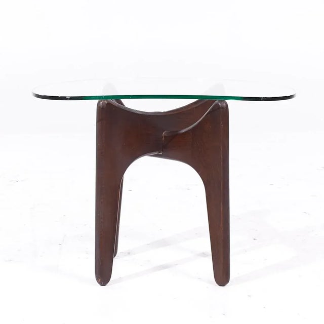 Adrian Pearsall Adrian Pearsall Mid Century Walnut and Glass Side Tables - Pair For Sale - Image 4 of 11