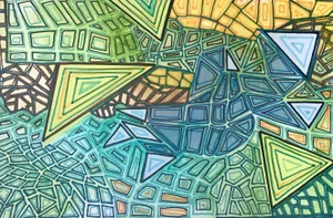 "Inter Dimensional Crafts" Contemporary Abstract Mixed-Media Painting by CL Auker