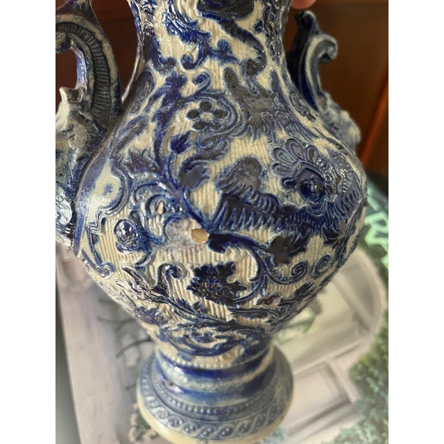 Ceramic Late 19th Century Blue and White German Pottery Vase For Sale - Image 7 of 9