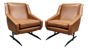 Vintage Italian Cognac Lounge Chairs, Set of 2
