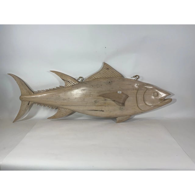 Finely carved tuna fish trade sign with pickled finish. Carved from solid timber with fins, gills, eyes and snout. Fitted...