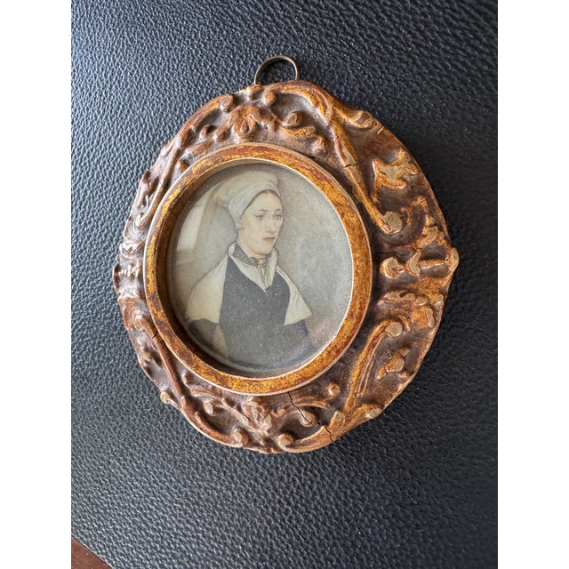 Lovely antique print of Mrs. Jane Pemberton Small in a gilded, hand carved antique frame. Jane Small's historical...