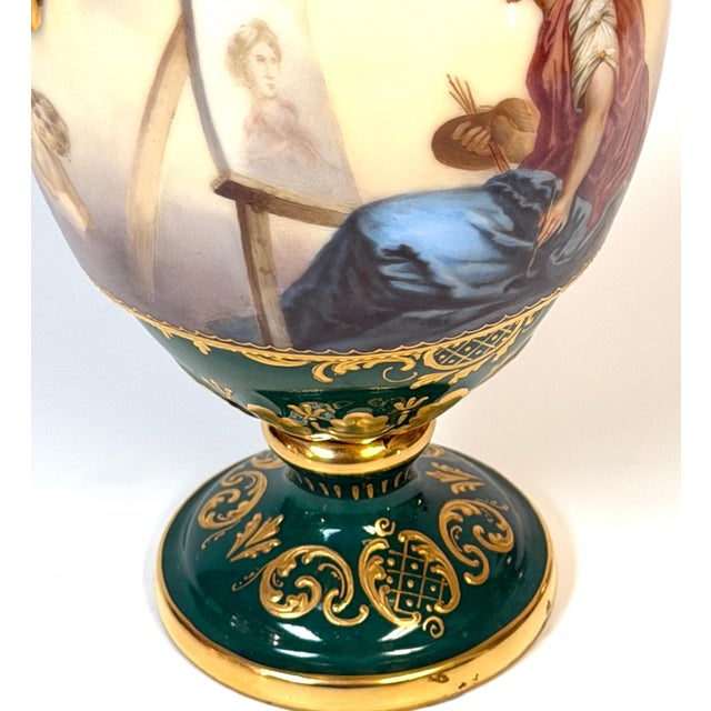Royal Vienna Cabinet Vase, Allegory of Painting & Architecture, Signed Herner For Sale - Image 10 of 16