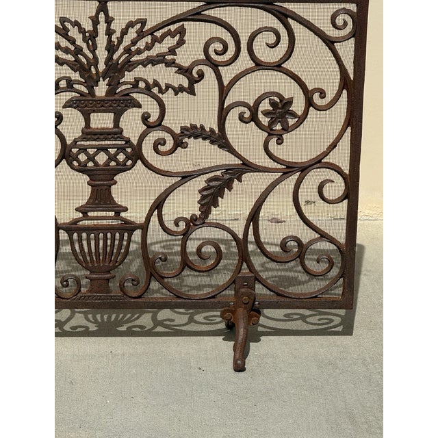 Vintage Cast Iron Decorative Fireplace Screen For Sale - Image 4 of 10