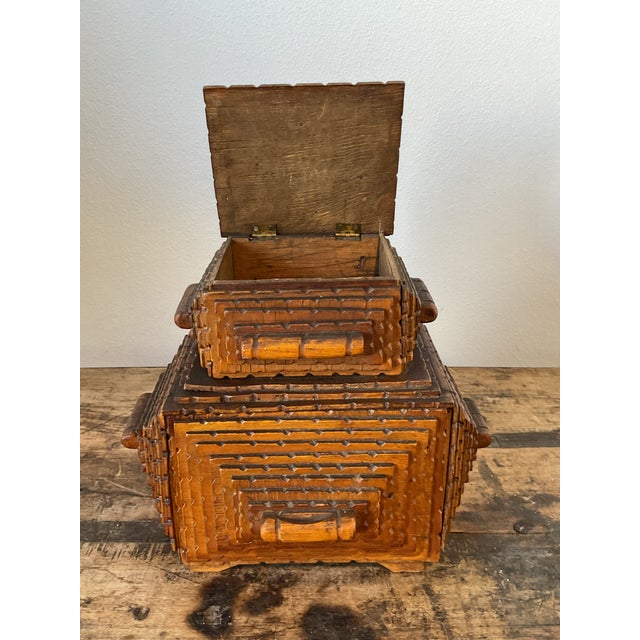 Vintage Original Tramp Art Stacked Box For Sale - Image 11 of 12