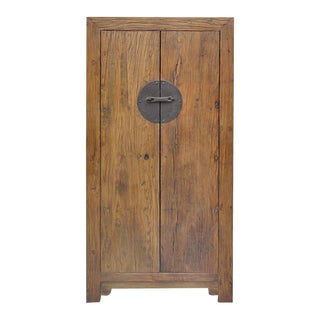 Chinese Square-Corner Elm Wood Cabinet For Sale