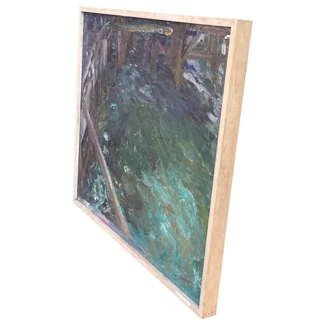 Mid-Century Modern Mid 20th Century Pat Berger Abstract Oil Painting “Piers End”, Framed For Sale - Image 3 of 8