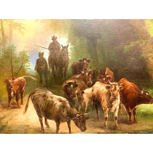 Gorgeous 20th Century Antique, Cattle, European, Signed by Heiniger,, Oil on Canvas on Board Painting!! Antique Painting,...