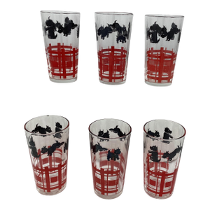 Set of 6 Vintage Hazel-Atlas Scotty Dog Tumblers