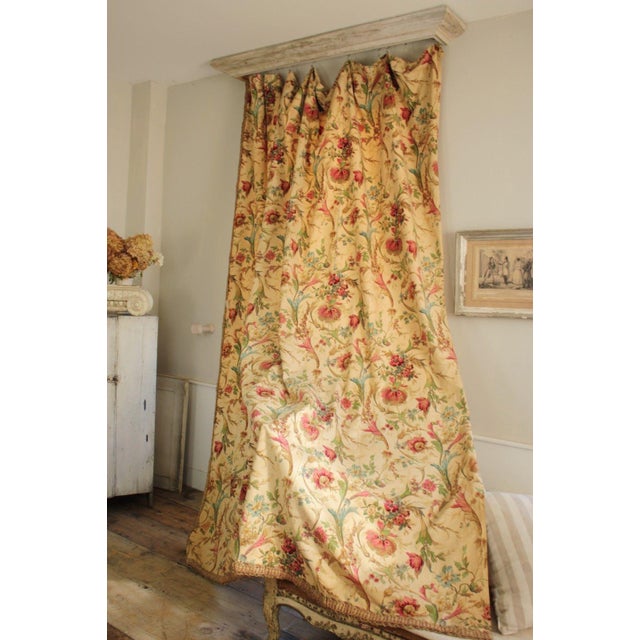 Antique French Floral Rococo Design Chateau Tall Ceiling Curtain W