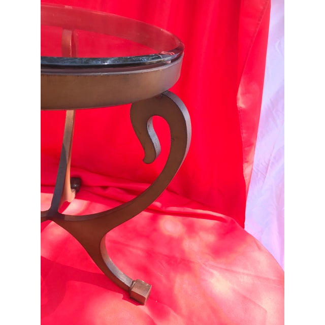 The Siren’s Perch: Vintage Neoclassical Lyre Leg Bronze-Finished Accent Table For Sale - Image 9 of 10