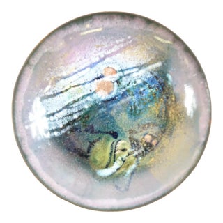 Vintage Late 20th Century Decorative Enameled Plate For Sale