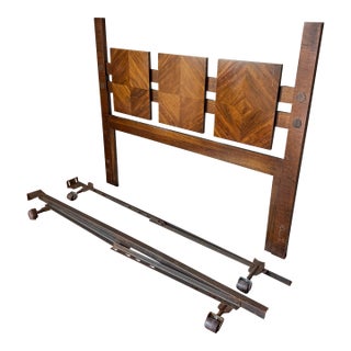 Lane Staccato Brutalist Mid Century Walnut Queen Headboard For Sale