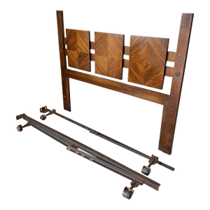 Lane Staccato Brutalist Mid Century Walnut Queen Headboard