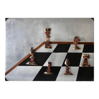 Alex Kovacs Large Metal Chess Board Wall Sculpture Signed Mid 20th Century Modern For Sale