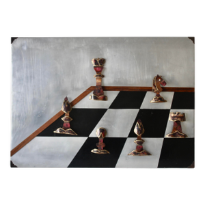 Alex Kovacs Large Metal Chess Board Wall Sculpture Signed Mid 20th Century Modern