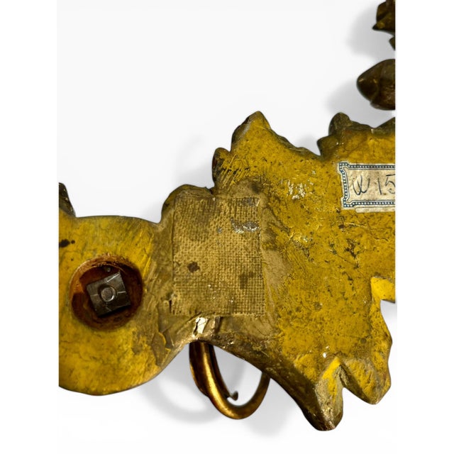 Wood Antique Italian Giltwood Double Arm Wall Sconce With Laurel Motif For Sale - Image 7 of 18