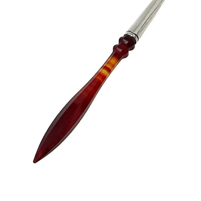 Dutch Silver with Agate Sugar Spoon by Jacob Van Der Ree, 1856 For Sale - Image 4 of 6