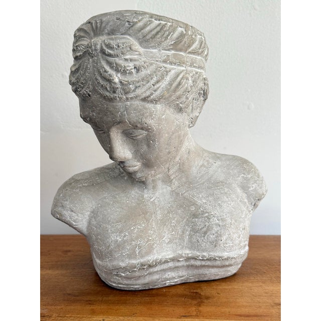 Fill this cast concrete lady head cachepot planter with your favorite fern or flower. Please see condition details noted....