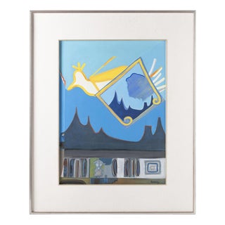 Mário Cesariny, Composition with Bird, 20th Century, Acrylic on Paper For Sale