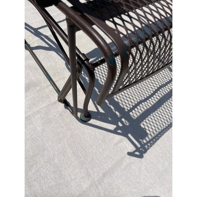 Vintage 3 Seater Wrought Iron Garden Patio Bench Glider Couch Dogwood Rocker For Sale In Chicago - Image 6 of 12