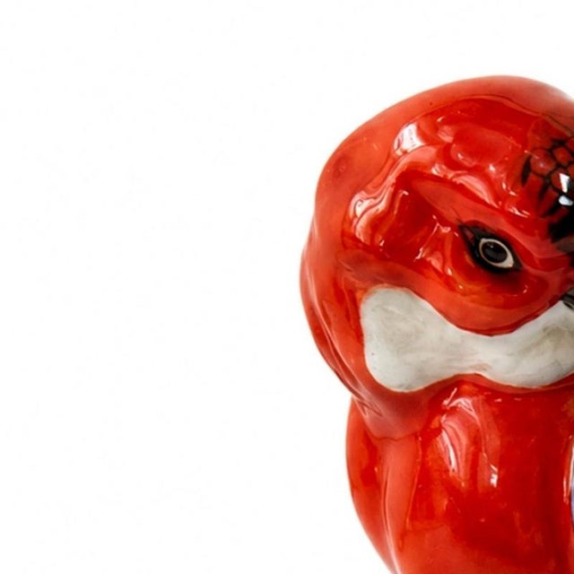 Porcelain - Parakeet - Vista Alegre. Hand-painted polychrome biscuit sculpture from the Vista Alegre factory. Mark No. 32...
