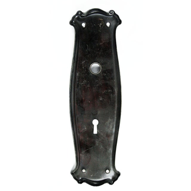 Vintage Traditional style brass door back plate with japanned finish. The original mounting screws are not available. Good...