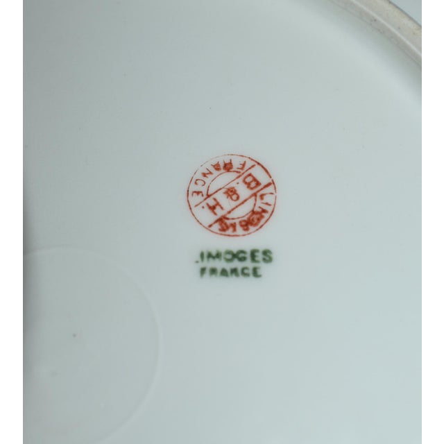 French Limoges B and H France Floral Garlands Dinner Plate Brushed Double Gold For Sale - Image 3 of 15