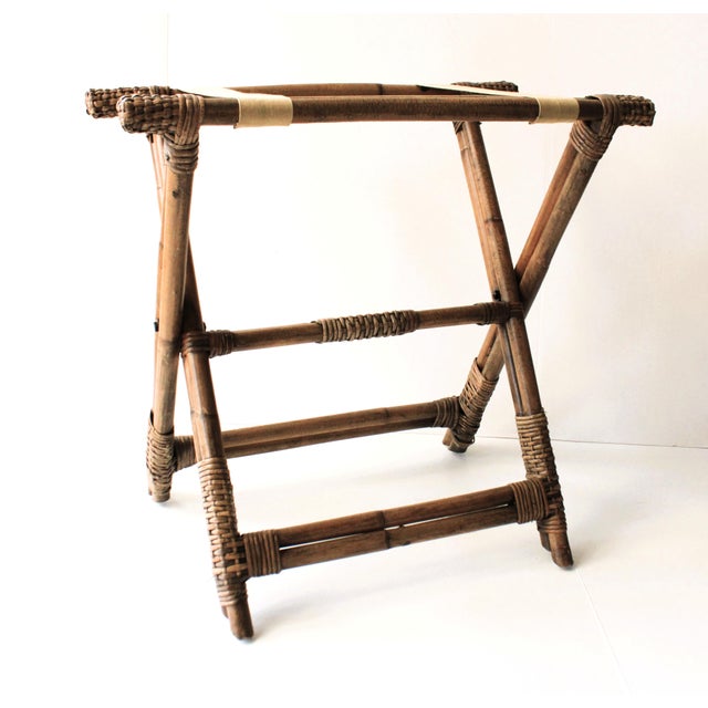Bamboo & Woven Rattan Luggage Rack/Natural For Sale In Los Angeles - Image 6 of 7
