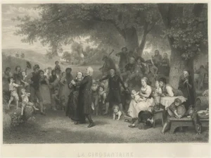 Girardet, Illustration of an Elderly Couple Celebrating Their Fiftieth Wedding Anniversary, 1873, Print