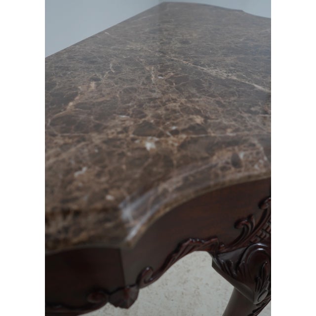 2000 - 2009 Henkel Harris Claw Foot Mahogany Marble Top Console Table For Sale - Image 5 of 15