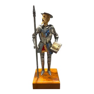 Vintage Don Quixote Sculpture in Metal Armor For Sale