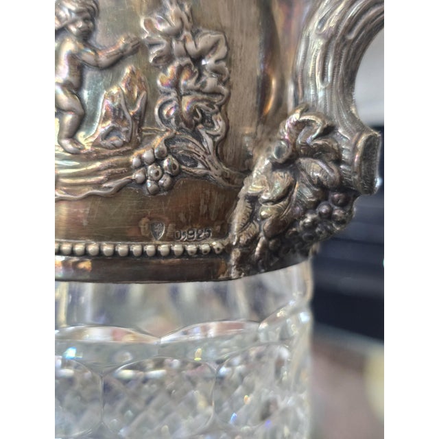 Metal Vintage Cut Crystal and 925/1000 Sterling Silver Wine Decanter by Topázio, 1930s For Sale - Image 7 of 16