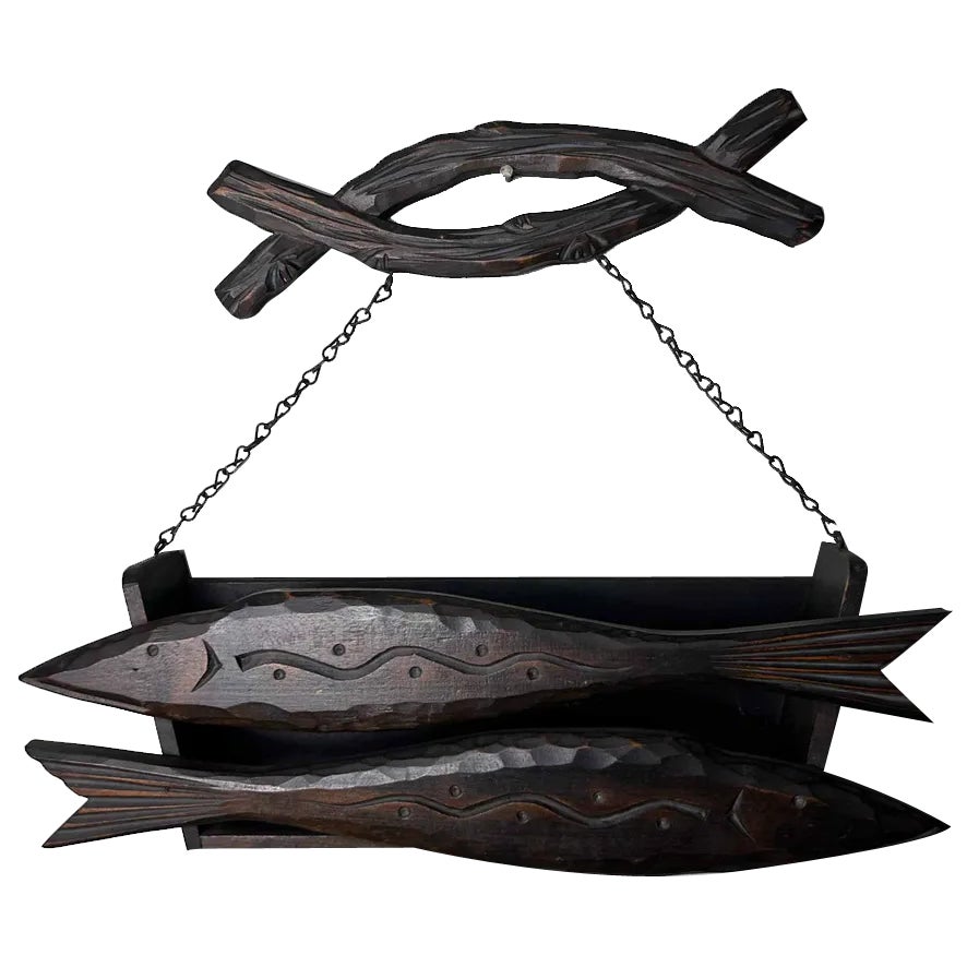 Wooden Fish Wall Hanger Letter Holder, 1940s | Chairish