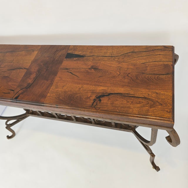 Mexports by Susana Molina Mesquite Wood and Iron Console Table For Sale - Image 4 of 17