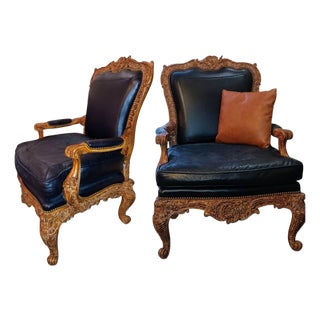 Elevate Your Estate With the Timeless Grandeur of This Exceptional Pair of Maitland-Smith Rococo Revival Armchairs. For Sale