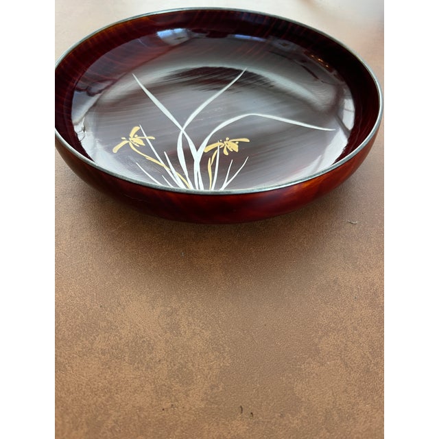 Zohiko Kyoto 9" Japanese Lacquerware Maki-E Orchid Wood Tray Showa Era C. 1960s For Sale In San Francisco - Image 6 of 6