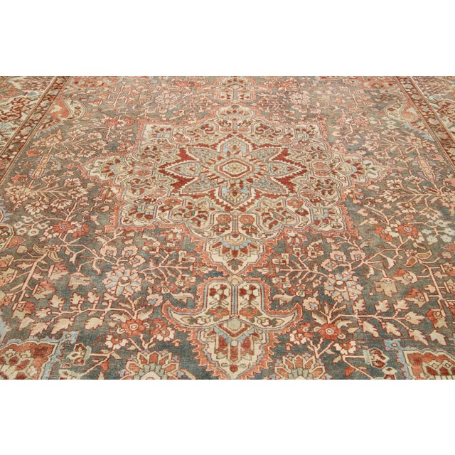 Peach Persian Medallion Bakhtiari Wool Rug Was Handcrafted in the 1920s For Sale In New York - Image 6 of 8
