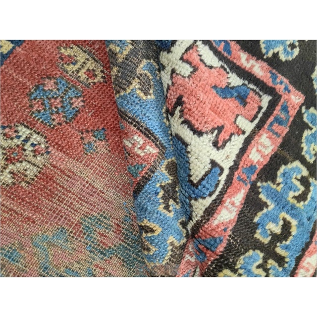 Distressed Antique Hand-Knotted Caucasian Gallery Rug. 4'7'x 8'10". For Sale - Image 4 of 18