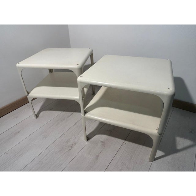 Demetrio 45 Stackable Coffee Tables in White ABS by Vico Magistretti for Artemide, 1970s, Set of 4 For Sale - Image 12 of 14
