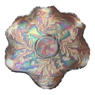 Fenton Thistle Carnival Glass Ruffled Bowl For Sale