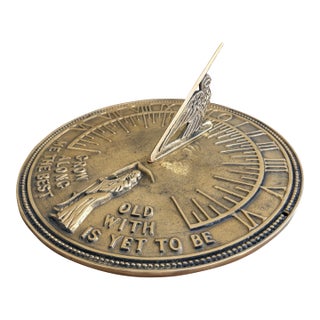 Vintage English Country Iron Garden Sundial "Grow Old Along With Me" For Sale