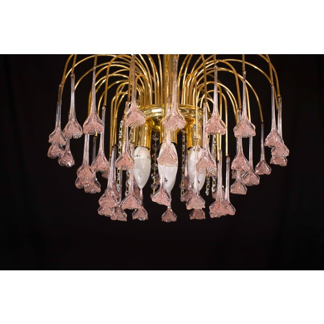 1970s 1970s Meryl Streep, Pink Murano Pendant Flowers Chandelier For Sale - Image 5 of 11