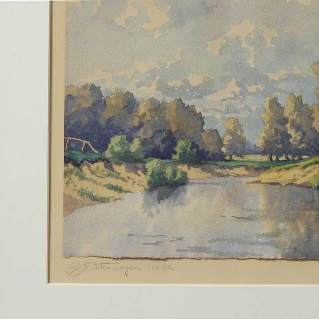 Modern Carl Determeyer, Emslandschaft, Watercolor, Framed For Sale - Image 3 of 4