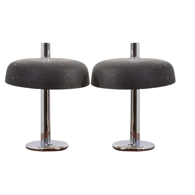 Table Lamps with Steel Base, 1960s, Set of 2 For Sale