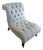 Tufted Blue Slipper Chairs (Pair) For Sale